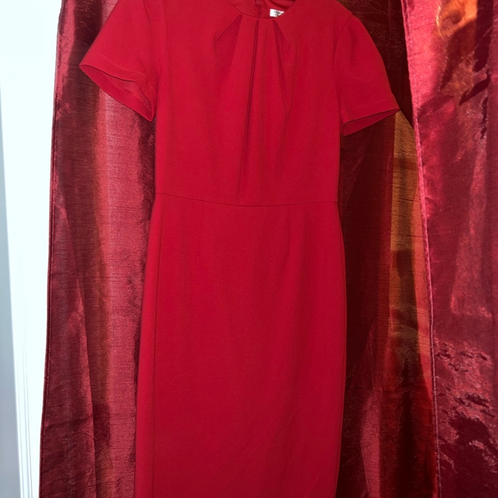 London Style Red Midi Sheath Dress